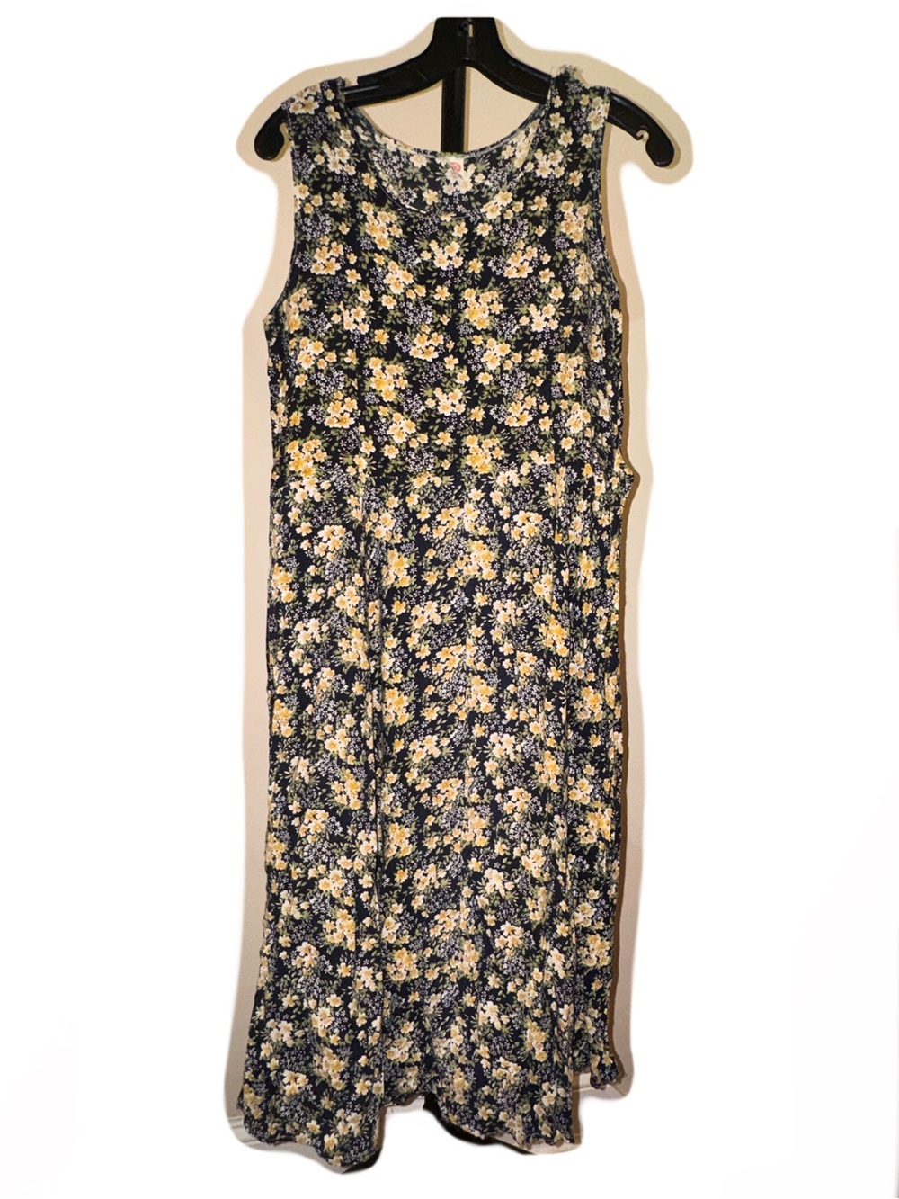 Vintage Yellow Floral Midi Dress